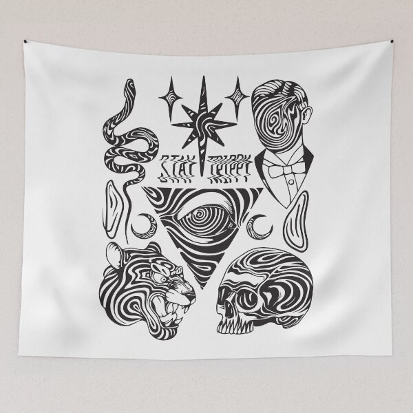 Item preview, Stay Trippy Psychedelic Tattoo Flash designed and sold by BrownHorse90s.