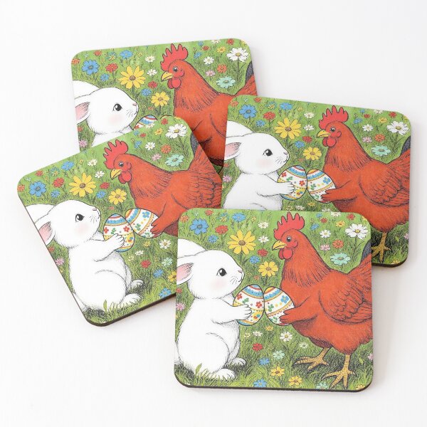Item preview, Easter Bunny and Chicken in Flower Meadow designed and sold by M-Y-A-R-T-.