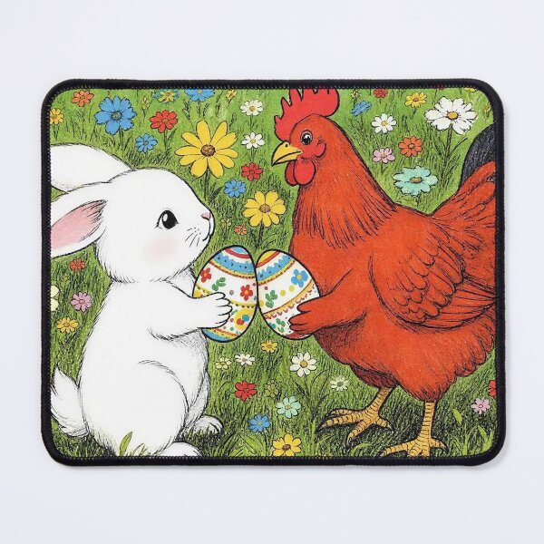 Item preview, Easter Bunny and Chicken in Flower Meadow designed and sold by M-Y-A-R-T-.