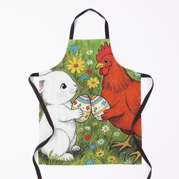Item preview, Easter Bunny and Chicken in Flower Meadow designed and sold by M-Y-A-R-T-.