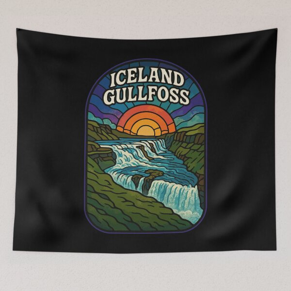 Item preview, Gullfoss Iceland Stained Glass Art designed and sold by TomFrontierArt.