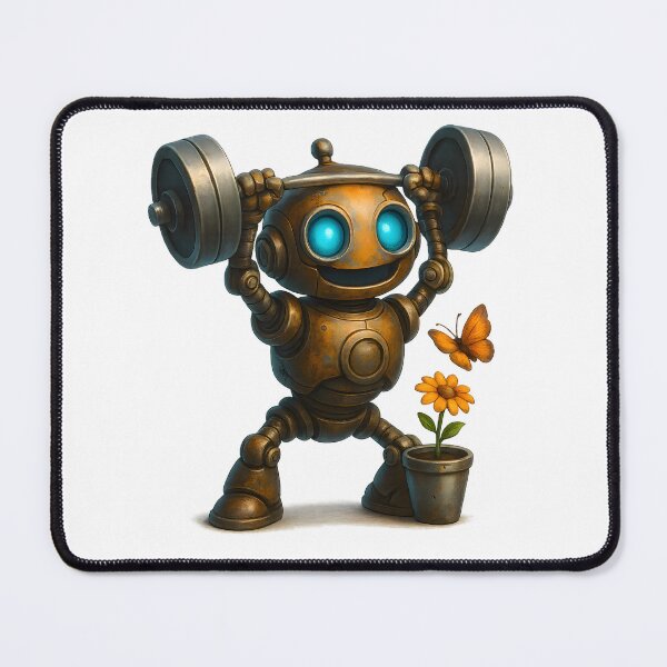 Item preview, Strong Robot Lifting Weights with Flower designed and sold by Yomere.