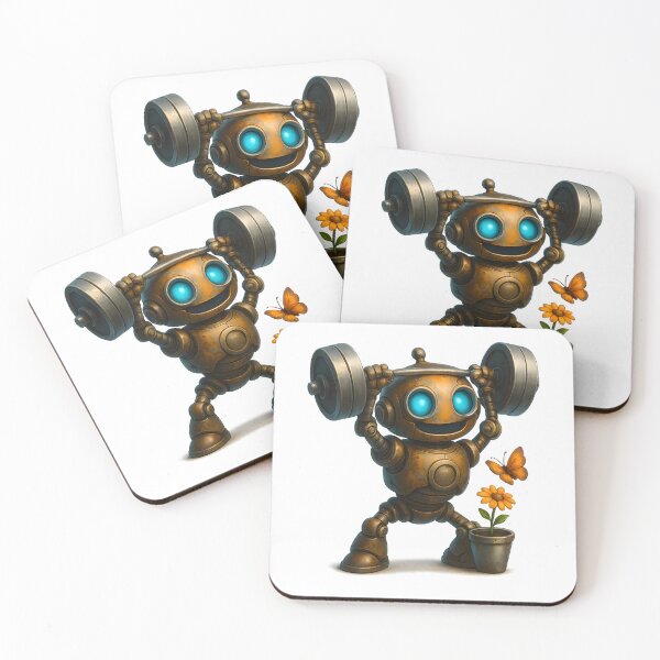 Item preview, Strong Robot Lifting Weights with Flower designed and sold by Yomere.