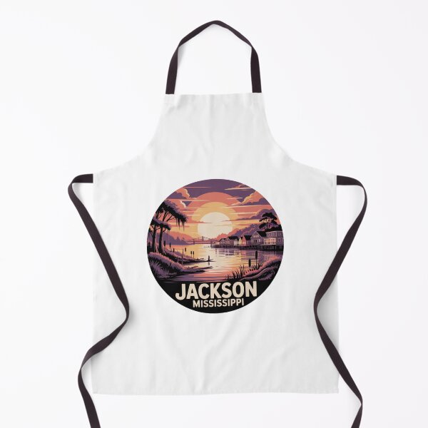 Item preview, Jackson Mississippi: Retro Sunset Riverfront Landscape Badge designed and sold by CircinusStore.