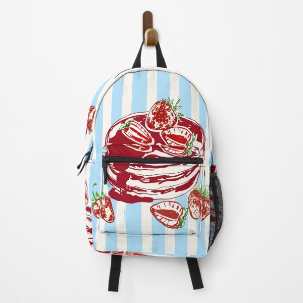 Item preview, Strawberry Pancake Blue Stripe Retro Breakfast Pattern designed and sold by MaiZephyr.