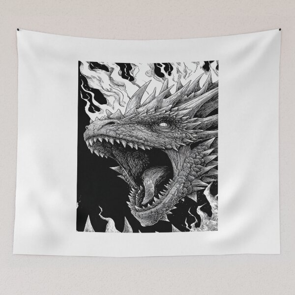 Item preview, Fierce Roaring Dragon Head Fantasy Art Design designed and sold by NicolasGlowArt.