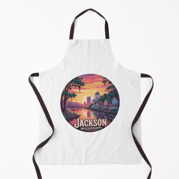 Item preview, Jackson Mississippi: Retro Sunset Capitol Riverfront Illustration designed and sold by CircinusStore.