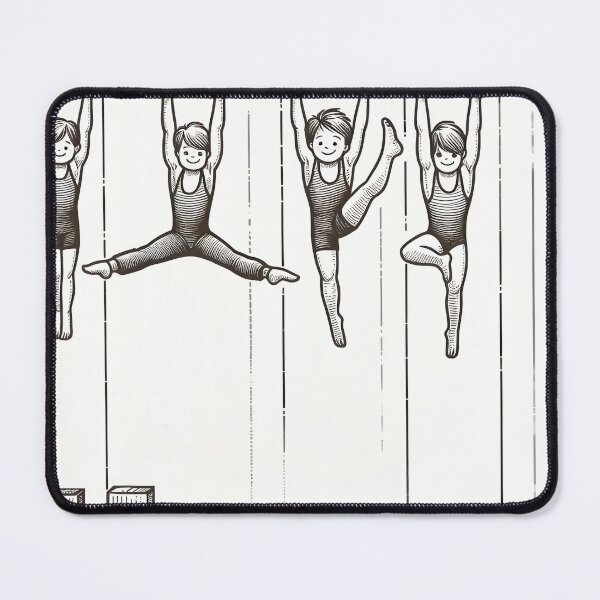 Item preview, Four Gymnast Boys on High Bar – Black and White Sport Illustration designed and sold by EmeraldeaArt.