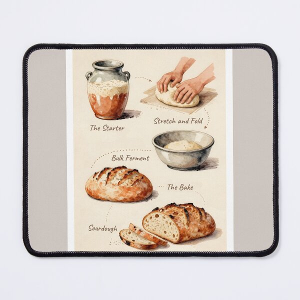 Item preview, Sourdough Bread Process Poster | Vintage Illustrated Baking Art | Cottagecore Kitchen Wall Art | Sourdough Baker Gift | Artisan Bread Print designed and sold by Kelvin Hughes Design.