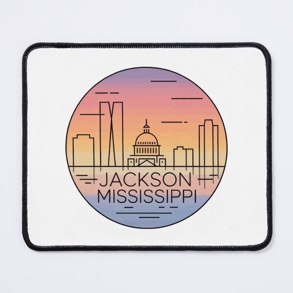 Item preview, Jackson Mississippi: Retro Gradient Line Art Skyline Badge designed and sold by CircinusStore.