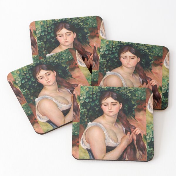 Item preview, Suzanne Valadon Girl Braiding Her Hair by Pierre-Auguste Renoir: Impressionist Poster designed and sold by artofuniverse.