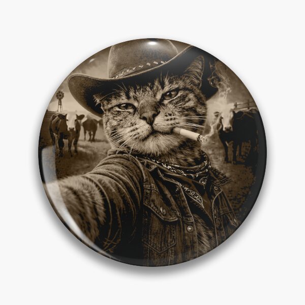 Item preview, Cowboy Cat Cat with Cows Funny Western Meme designed and sold by Denisemichels.