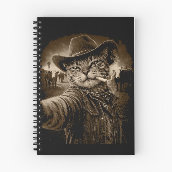 Item preview, Cowboy Cat Cat with Cows Funny Western Meme designed and sold by Denisemichels.