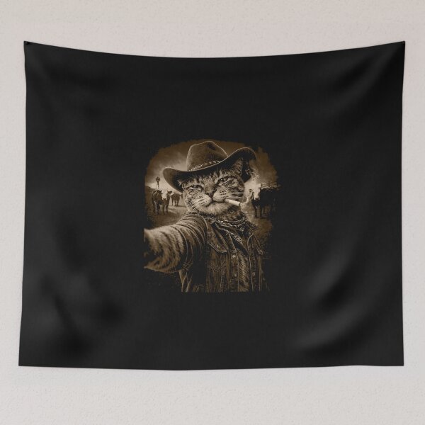 Item preview, Cowboy Cat Cat with Cows Funny Western Meme designed and sold by Denisemichels.