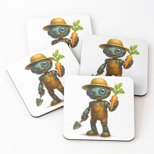 Item preview, Cute Farmer Robot Holding Carrot designed and sold by Yomere.