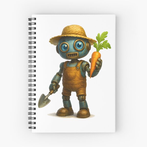 Item preview, Cute Farmer Robot Holding Carrot designed and sold by Yomere.