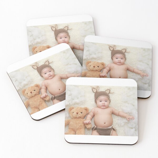 Item preview, “Adorable Baby with Teddy Bear – Cute Deer Outfit Newborn | Cozy Nursery Aesthetic” designed and sold by StyleForge Apparel.