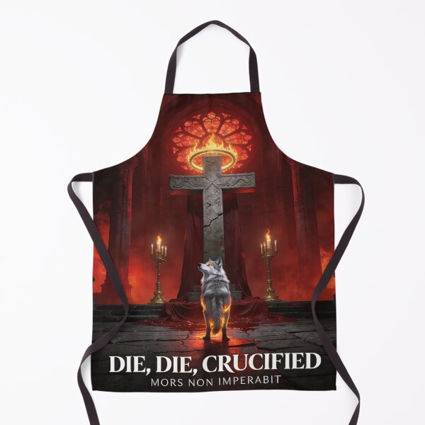 Item preview, Wolf Faces Stone Crucifix in Crimson Cathedral designed and sold by GeoWhimsy Studio.