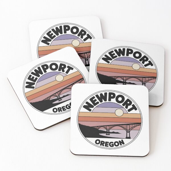 Item preview, Newport Oregon: Retro Purple Orange Sunset Bridge Badge designed and sold by CircinusStore.