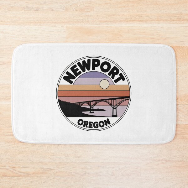 Item preview, Newport Oregon: Retro Purple Orange Sunset Bridge Badge designed and sold by CircinusStore.