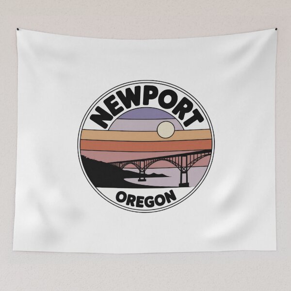 Item preview, Newport Oregon: Retro Purple Orange Sunset Bridge Badge designed and sold by CircinusStore.