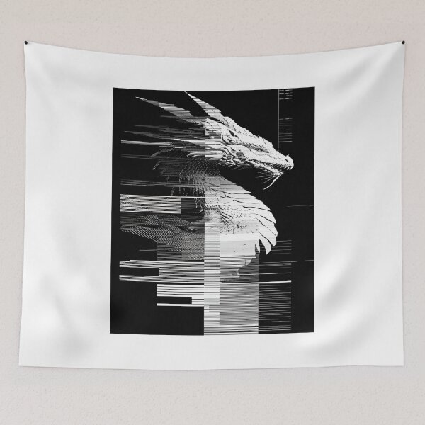 Item preview, Glitch Dragon Head Digital Art Cyberpunk Design designed and sold by NicolasGlowArt.