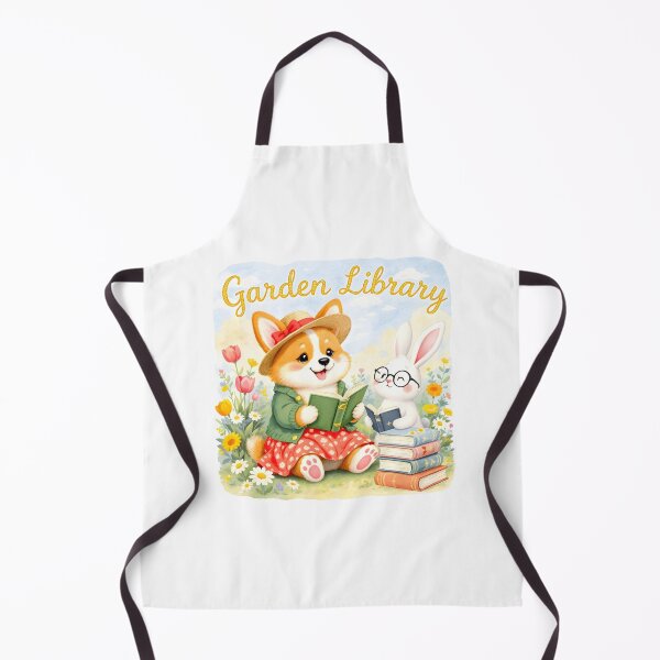 Item preview, Corgi and Rabbit Garden Library Art designed and sold by Kedspicedesign.