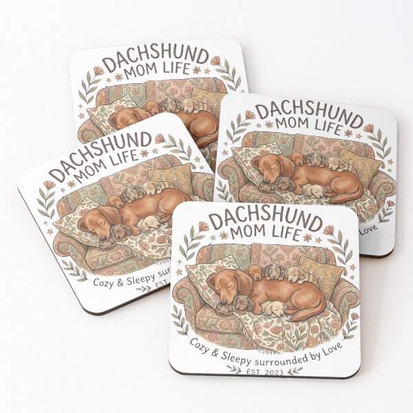 Item preview, Dachshund Mom Life Cozy Boho Floral Sleeping Dogs Design designed and sold by urbinet.