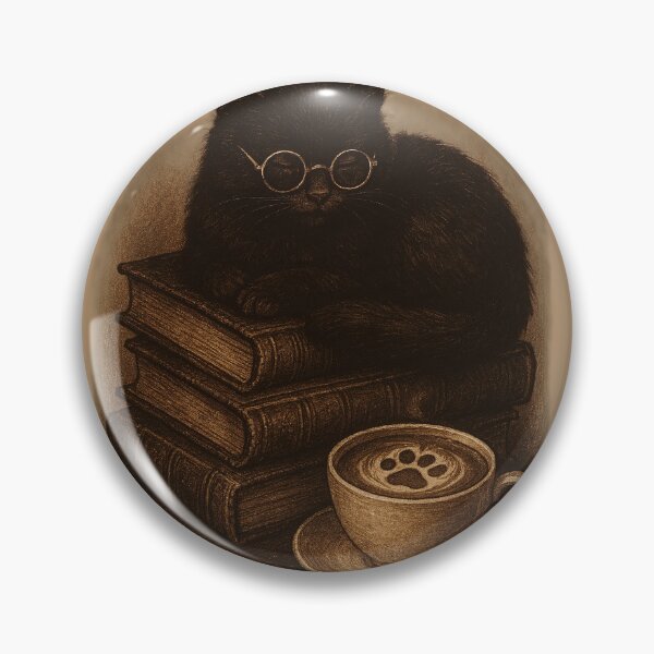 Item preview, Dark Academia Scholar Cat - Books and Coffee designed and sold by FSilk.