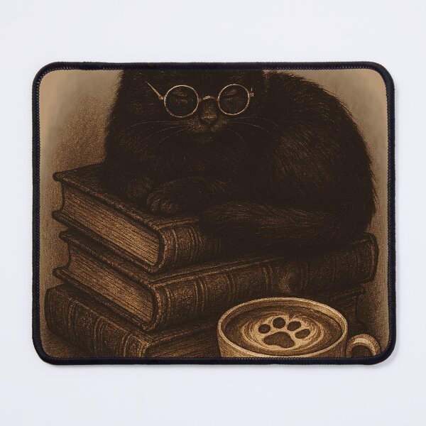 Item preview, Dark Academia Scholar Cat - Books and Coffee designed and sold by FSilk.