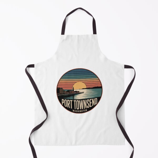 Item preview, Port Townsend Washington: Retro Sunset Waterfront Badge designed and sold by CircinusStore.