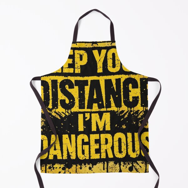 Item preview, Bold yellow and black grunge warning sign reading 'Keep Your Distance I'm Dangerous', featuring distressed stencil typography, splatter texture designed and sold by Dejbar.