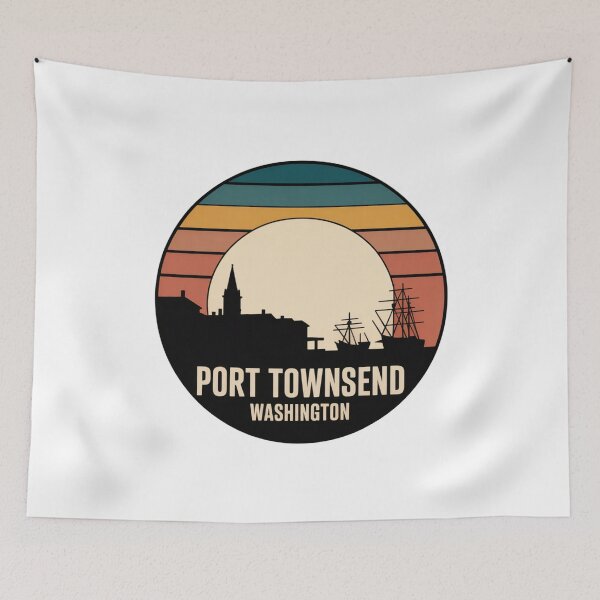 Item preview, Port Townsend Washington: Teal Mustard Sunset Nautical Badge designed and sold by CircinusStore.