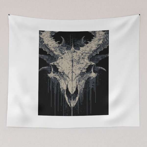 Item preview, Dark Horned Skull Grunge Art Macabre Occult designed and sold by NicolasGlowArt.