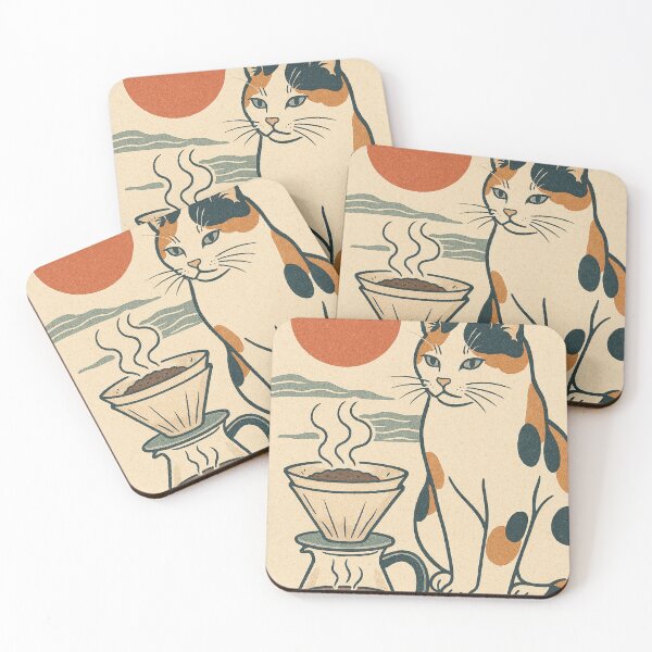 Item preview, Retro Japanese Coffee Cat - Ukiyo-e Aesthetic designed and sold by FSilk.