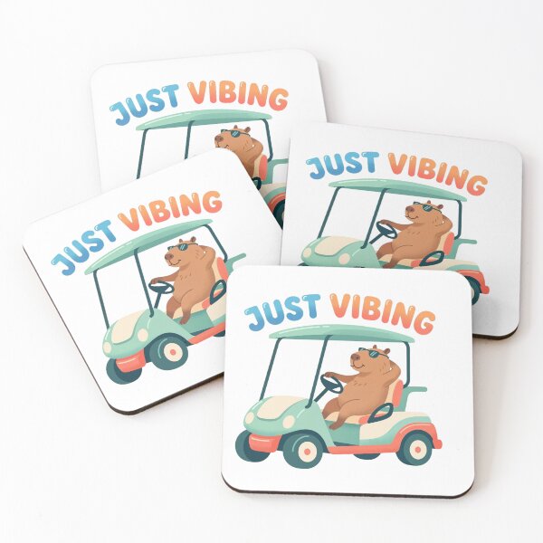 Item preview, Just Vibing Capybara Golf Cart Funny Chill Animal Aesthetic Cartoon Design designed and sold by Anastasiia Yurevych.