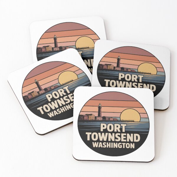 Item preview, Port Townsend Washington: Retro Sunset Lighthouse Waterfront Badge designed and sold by CircinusStore.