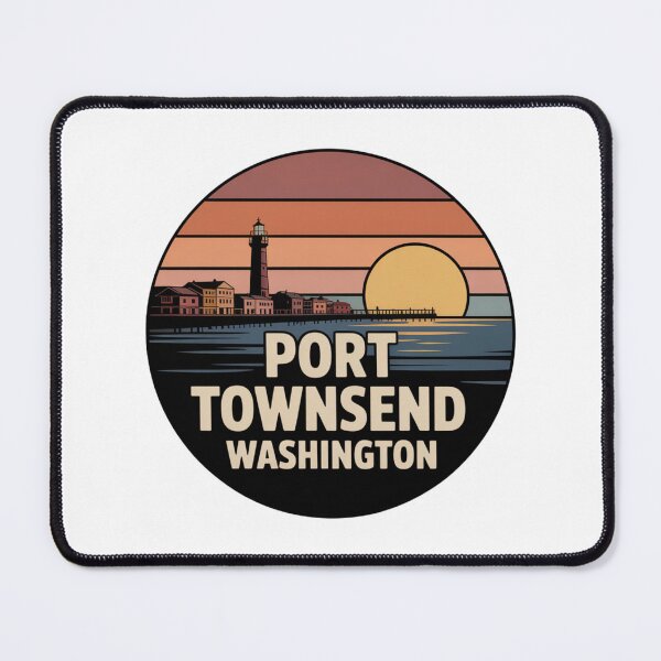 Item preview, Port Townsend Washington: Retro Sunset Lighthouse Waterfront Badge designed and sold by CircinusStore.