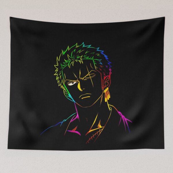 Artikelvorschau, Zoro – Neon-Anime-Gesichtsumriss – Farbenfrohes Glitch-Ästhetik-Porträt entworfen und verkauft von Dyan4.