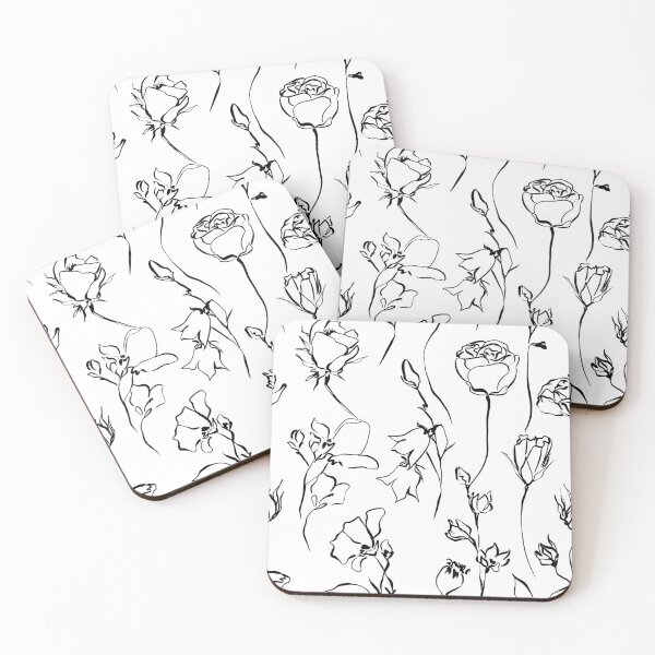 Item preview, Inked Flowers Pattern | Floral Line work designed and sold by Minimal_Designs.