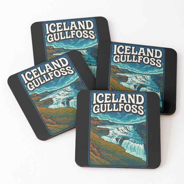 Item preview, Gullfoss Iceland Waterfall Retro Travel designed and sold by TomFrontierArt.