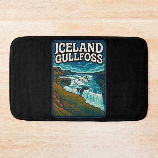 Item preview, Gullfoss Iceland Waterfall Retro Travel designed and sold by TomFrontierArt.