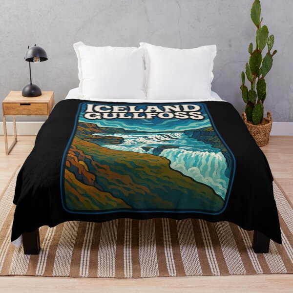 Item preview, Gullfoss Iceland Waterfall Retro Travel designed and sold by TomFrontierArt.