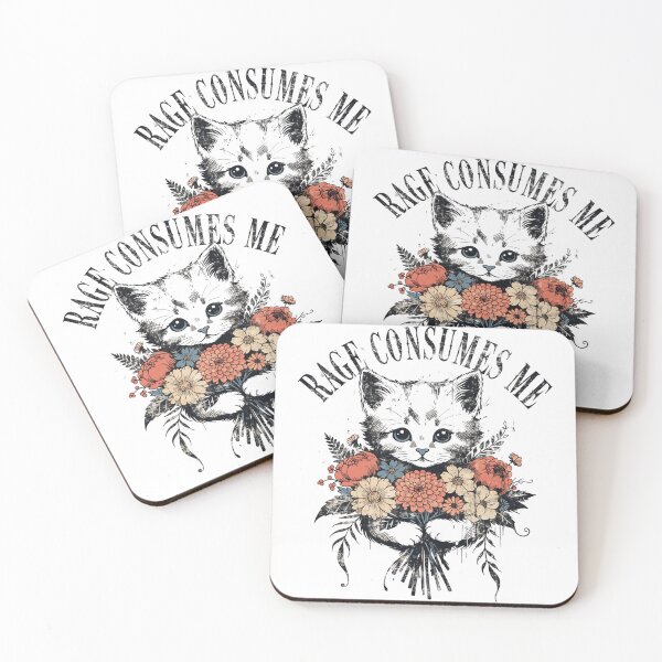 Item preview, Cute Vintage Kitten Rage Consumes Me Funny Floral designed and sold by will freed18.
