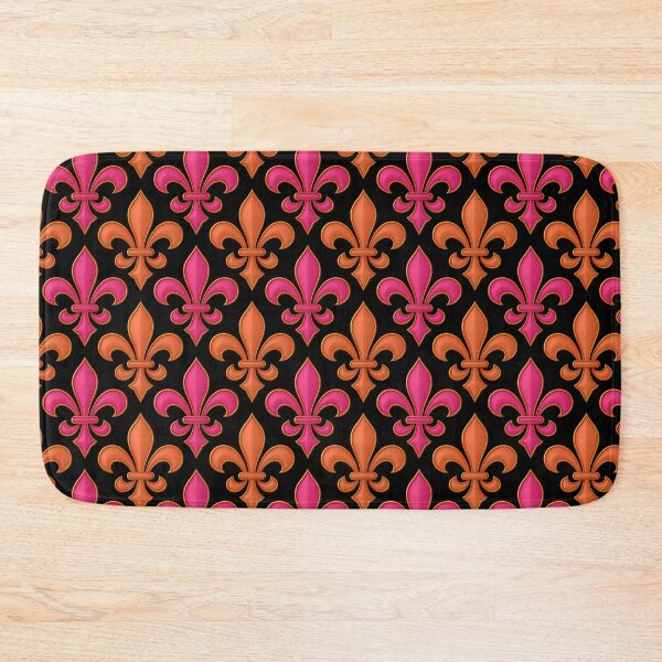 Artikelvorschau, Schwarz-orange-rosa Fleur-de-lis-Design entworfen und verkauft von PatternTitan.