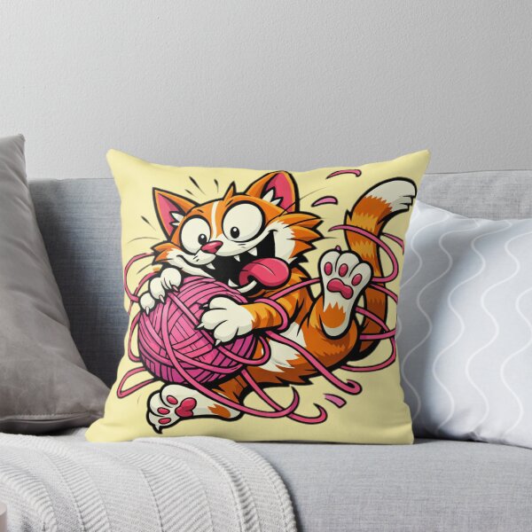 Item preview, Playful Ginger Cat Tangled in Pink Yarn Ball designed and sold by 216031.