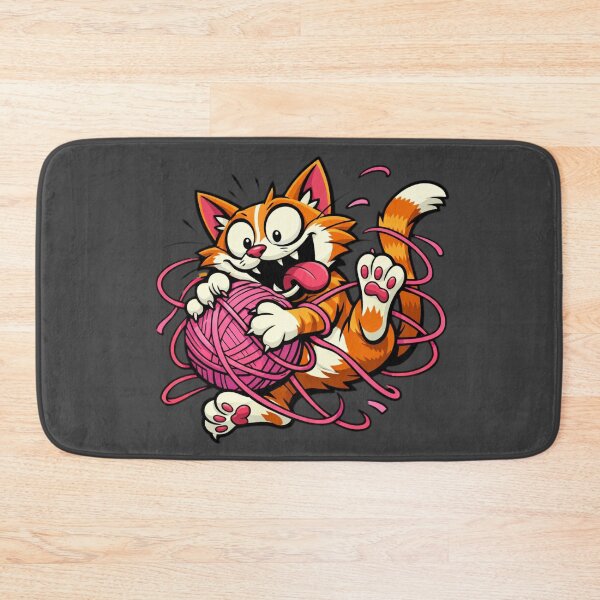 Item preview, Playful Ginger Cat Tangled in Pink Yarn Ball designed and sold by 216031.