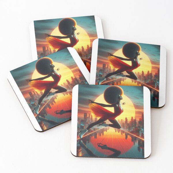 Item preview, Sunrise Ascend Queen – Afrofuturist Ice Skater in Golden Motion designed and sold by Lucienne Reimagined.