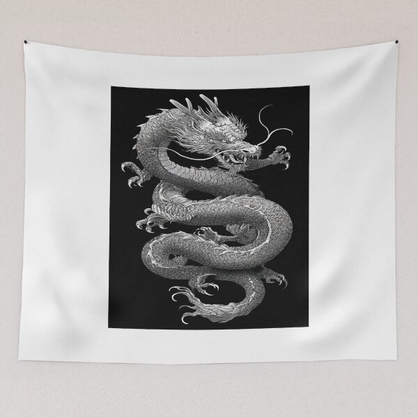 Item preview, Majestic Chinese Dragon Detailed Line Art designed and sold by NicolasGlowArt.