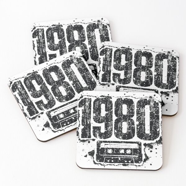 Item preview, Bold distressed 1980 graphic featuring a vintage cassette tape in black grunge texture, evoking 80s music nostalgia, analog recordings, designed and sold by Dejbar.